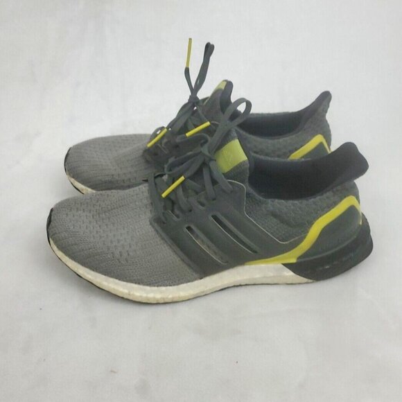 Adidas UltraBoost Sneakers Running Shoes Mens Size 8.5 Gray Yellow Lace Up Mesh - Picture 2 of 9